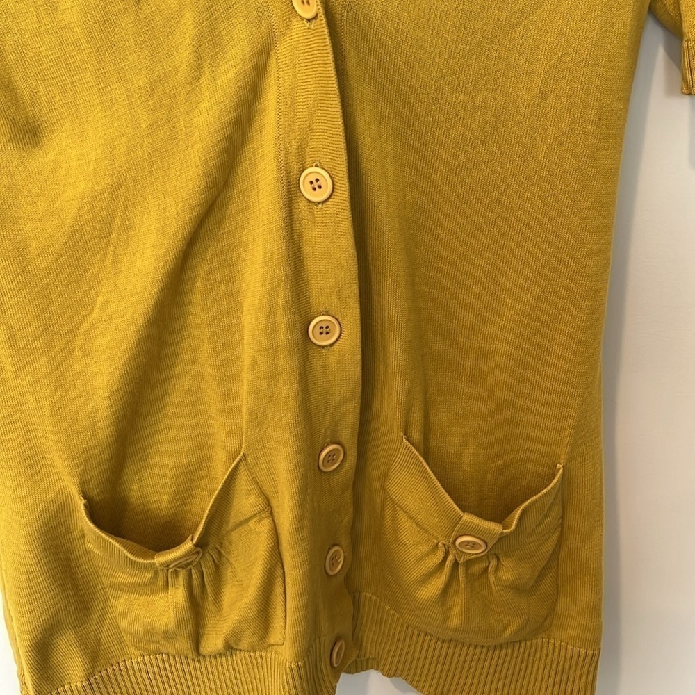 Anthropologie Tabitha Cardigan Shell Seeker Mustard Yellow Size M - Picture 4 of 7